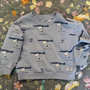 Mango Light Blue Snoopy Airplane Print Sweatshirt